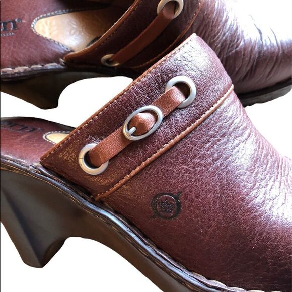 Born Brown Leather Clogs 8 - Picture 5 of 14